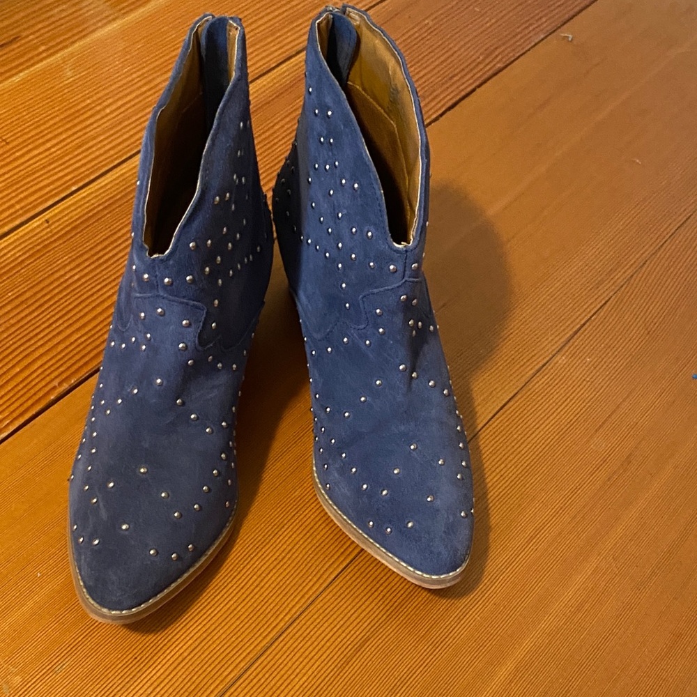 Blue Suede Studded booties